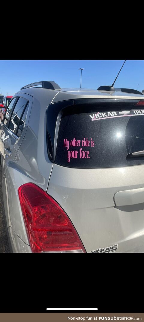 This woman’s bumper sticker at Walmart, had me laughing into to the store