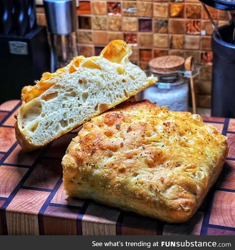 [OC] my first homage loaf of focaccia bread