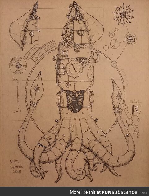 My drawing of a Steampunk squid