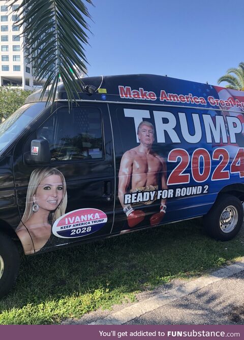 Trump van at the Trumparilla Boat Parade in Ft. Myers, FL this morning