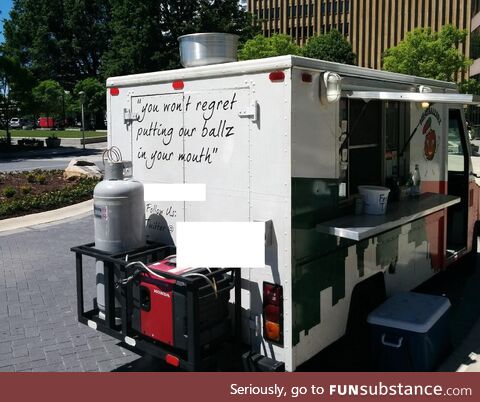 The slogan on this meatball-themed food truck (excellent btw)