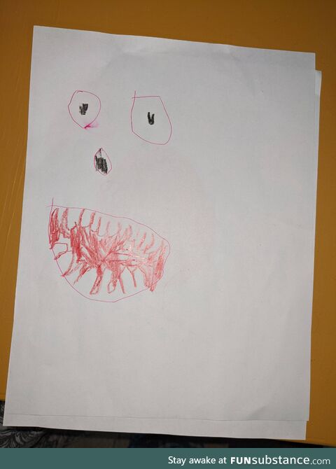 My five year old son presented me with a drawing that he proudly called "unsettling"