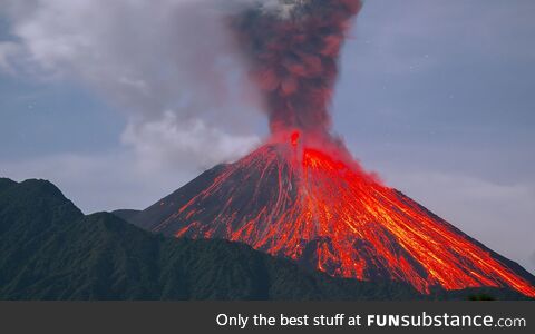 Volcano erupting