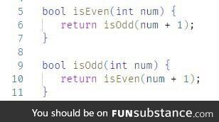 Rate my isEven and isOdd functions