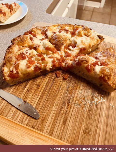 Cast Iron Skillet Pizza made by my spouse