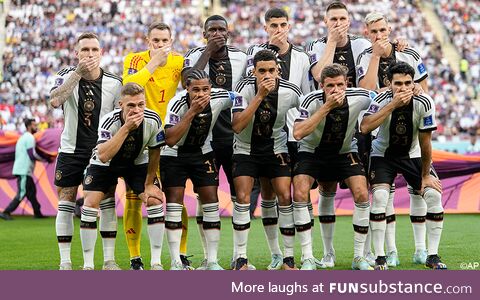 German national team protesting censorship at the World Cup