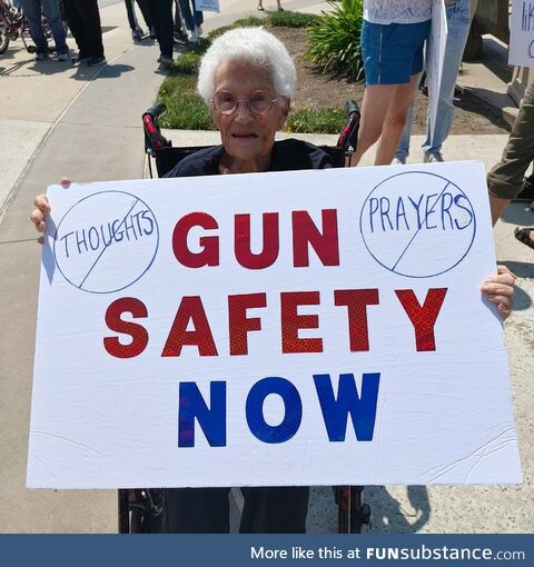 [OC] Met this lovely lady named June (98!) and gave her my sign to take home