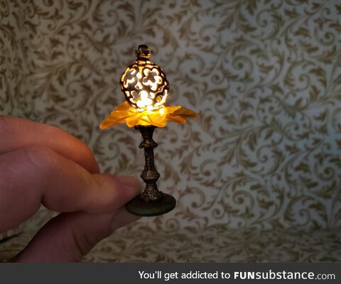 [OC] Art Deco miniature lamp I made for my dollhouse