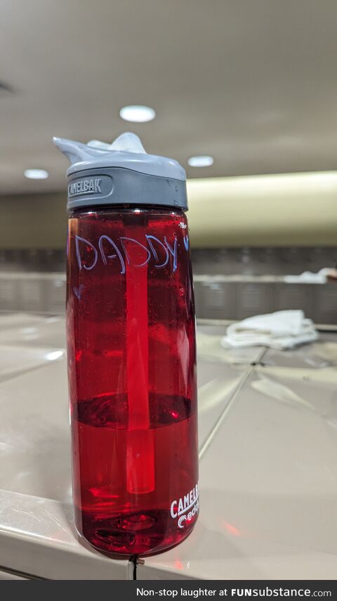 Asked my wife, mother to my children, to write my name on the bottle I bring to the gym