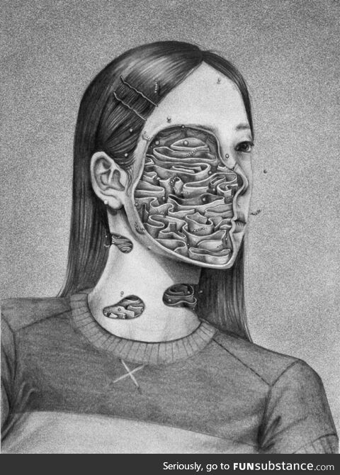 Had the idea of drawing a self portrait inspired by mitochondria a while ago. I hope you