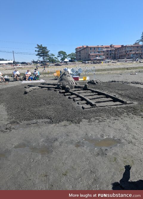 Just a very cool sand sculpture that's not morbid at all that I saw at my local sand