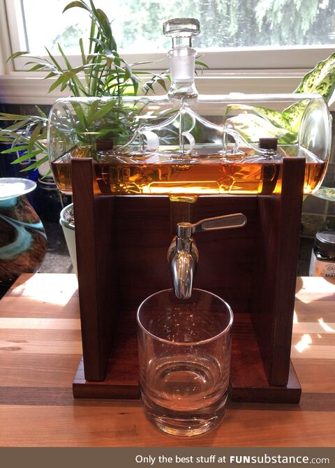 [OC] Early Father’s Day gift from my girls. Whiskey dispenser with a ship in the