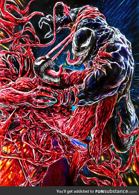 Drawing Venom Vs Carnage with colored pencil. [OC]