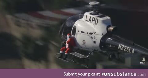 Santa Claus Flying High over Los Angeles with some help from LAPD Chopper Dec 6, 23