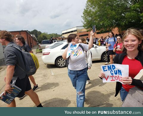 My school held a walkout to protest against gun violence today