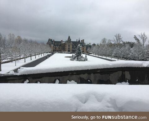 Snow at Biltmore House, Asheville NC