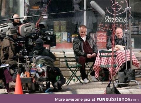 Tony Sirico and James Gandolfini on set filming their last scene together