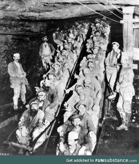 Gold Miners descending into the Empire Mine, Grass Valley, California, ca. 1900