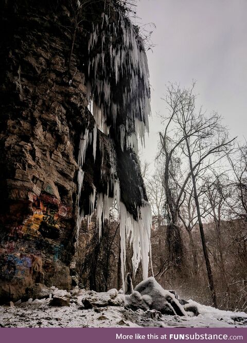 Frozen waterfall near Alton, IL, US