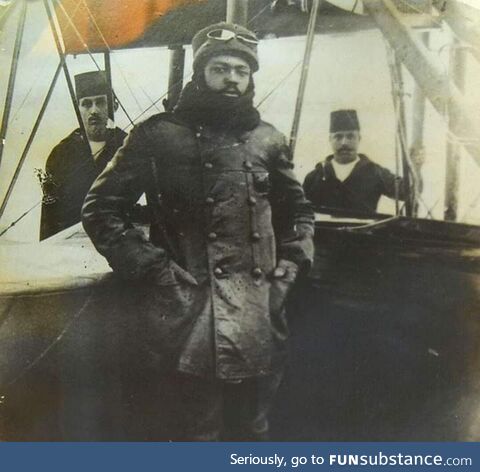 Ottoman pilot Ahmet Ali Efendi, first black pilot ever, 1916