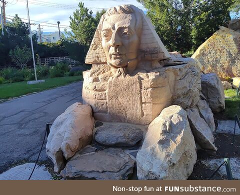 Weird Joseph Smith sphinx statue Salt Lake, UT