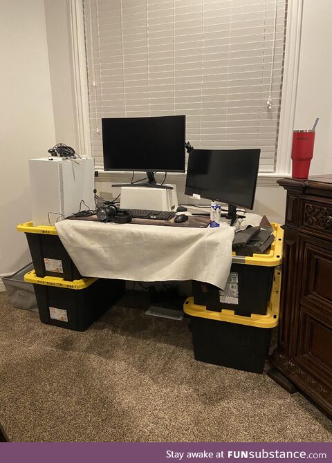 I was visiting my friend, and found his gaming setup…