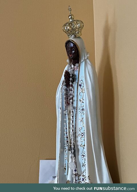 My African parents couldn't find a dark-skinned virgin Mary, so they they put Mary in