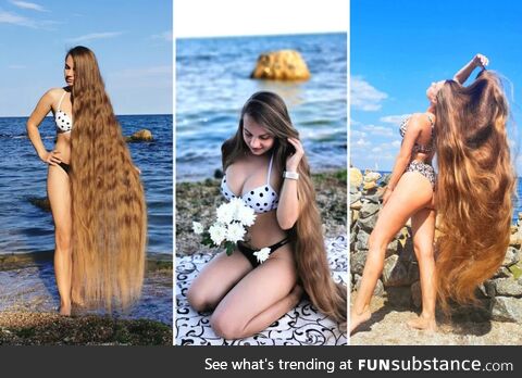 Real-life Rapunzel, Alla Perkova, who hasn't cut her 65-inch hair in 30 years