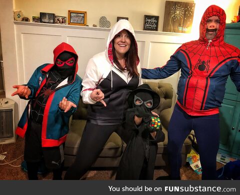 My family dressed at the Spider-Verse last Halloween