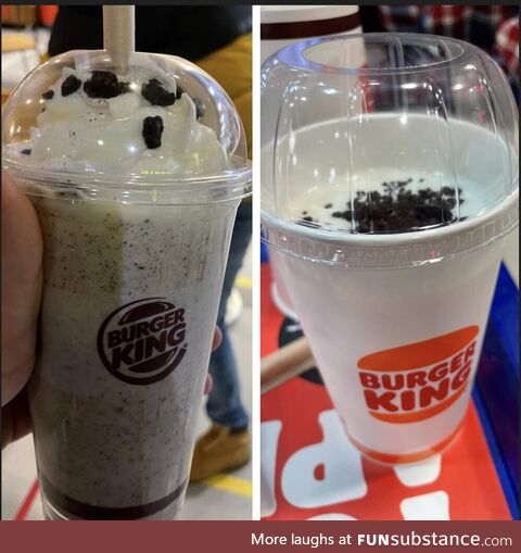 Burger King's oreo shake in January 2022 and January 2023. A year ago, it even cost less