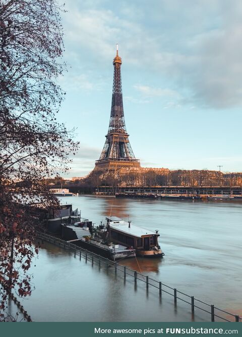 Sunset on a Flooded Seine in Paris