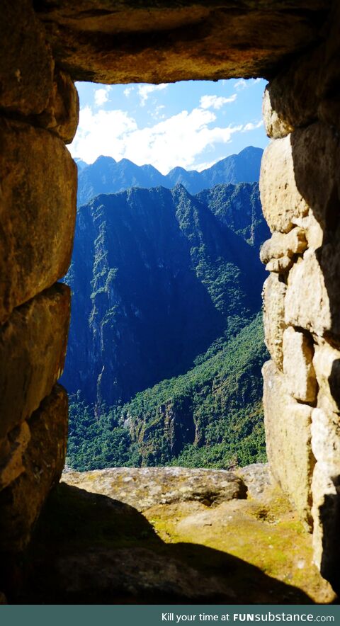 [OC] Looking out a window at Machu Picchu