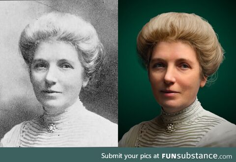 Kate Sheppard, leading figure women's suffrage movement in NZ (1905).Reimagined by Me