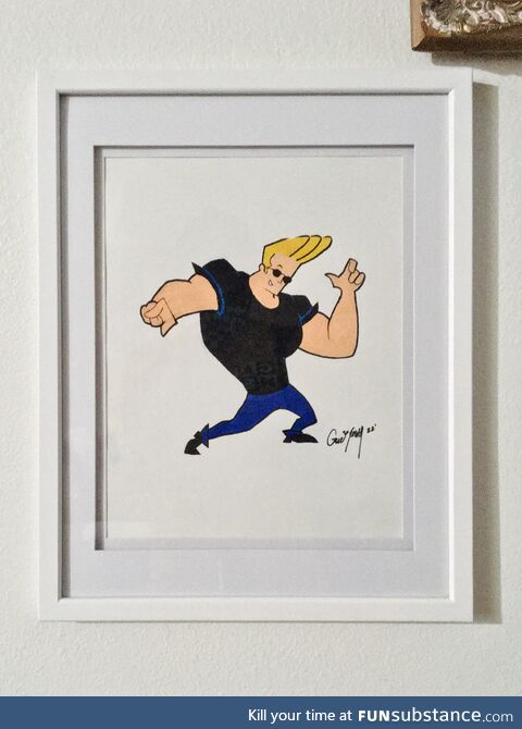 Johnny Bravo painting I did for my grandma’s birthday a few weeks ago. [OC]