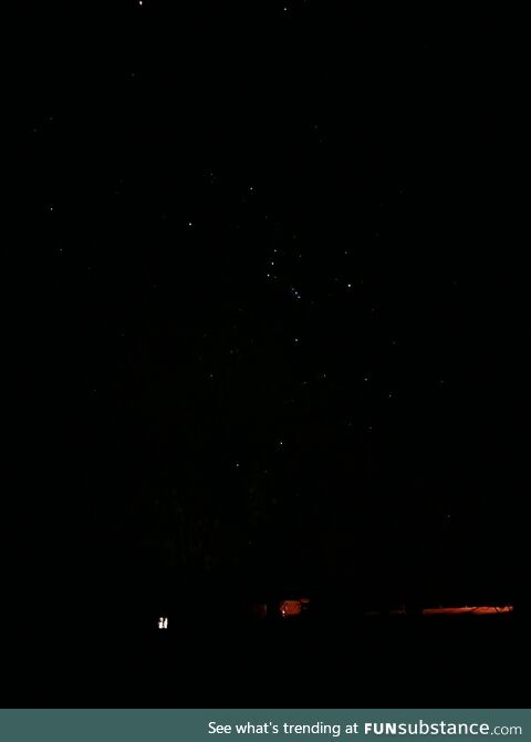 Orion over a Missouri farmhouse. Unedited cell phone pic