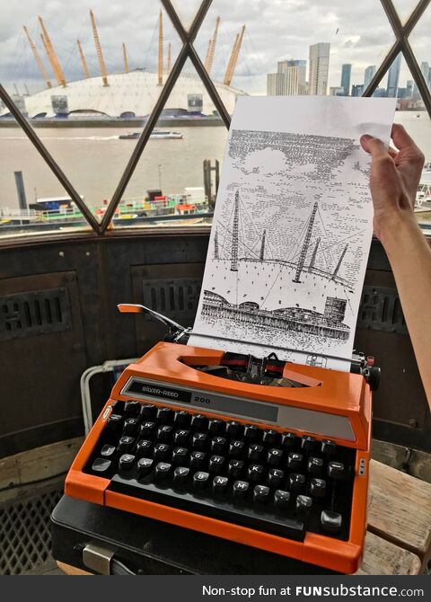 I drew one of the London's skylines using a typewriter