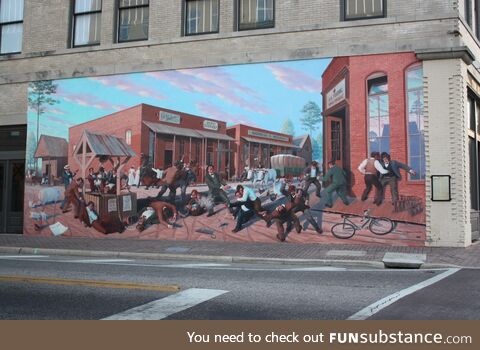 Mural in my hometown commemorating a fatal 1889 riot over taxes levied on donkey carts