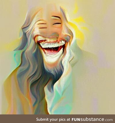 "Laughing with God", an A.I generated image