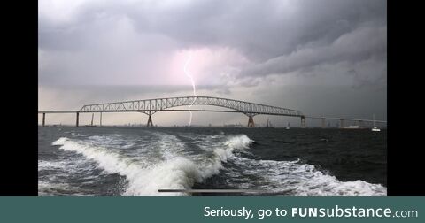 The Francis Scott Key Bridge on a Stormy Day in July 2021