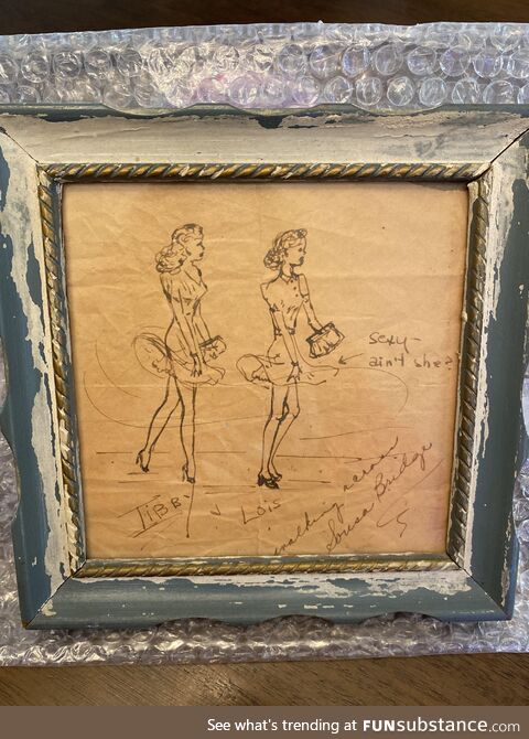 A sketch my grandmother drew of herself with her friend Lois (Washington DC, 1940’s)