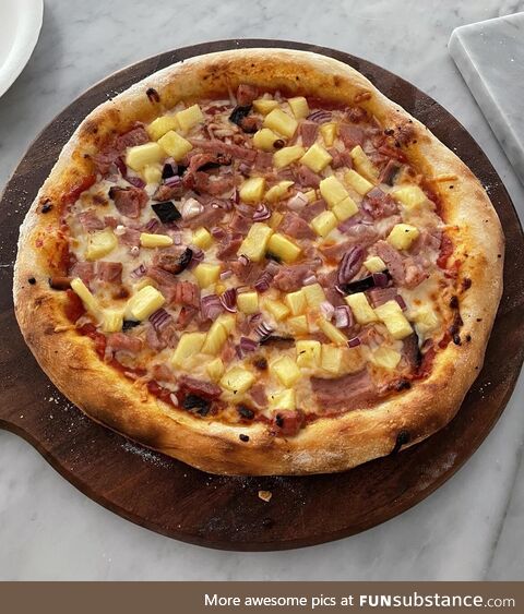 Homemade pineapple pizza!