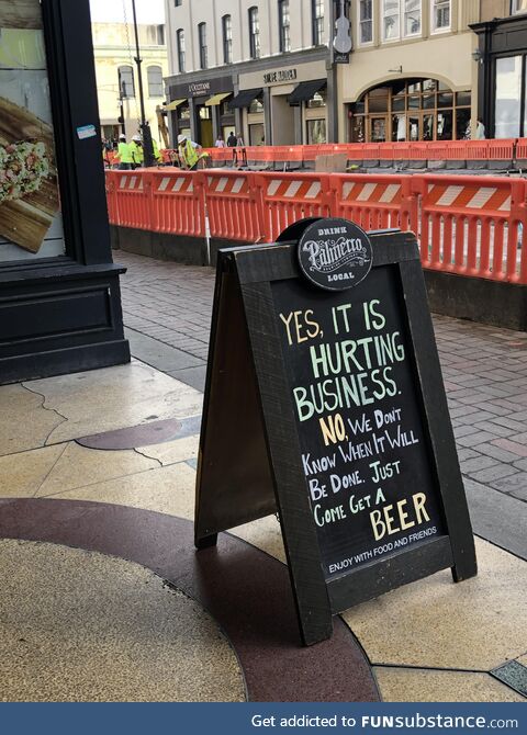 Outside a bar in Savannah where they’re doing roadwork