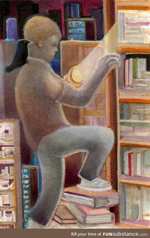 [OC] My painting is called "Bookshelves"