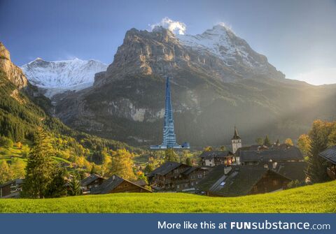 The huge scale of the Eiger in Grindelwald compared to the tallest building on earth