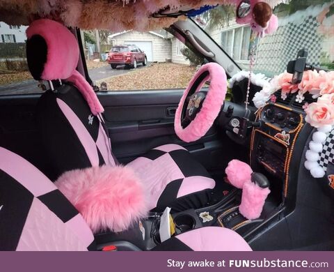 My niece just got her first car and was excited to decorate the interior. My niece is