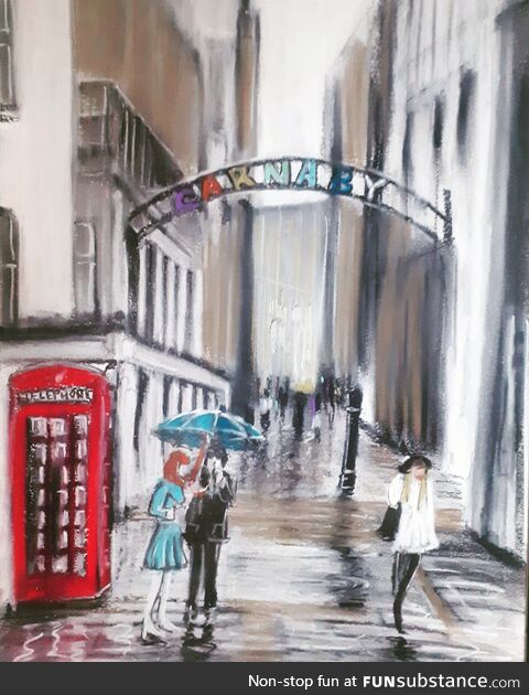 Carnaby street, pastel art by me, 2022