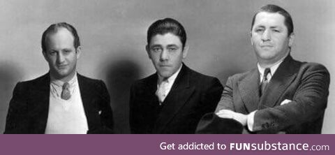 The Three Stooges looking like some Mafia hitmen