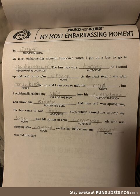 Was looking through an old Mad Libs book and thought this was funny