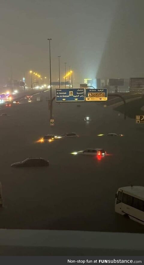 Another POV of the heavy rain last night near Ras Al-Khaima, Dubai UAE