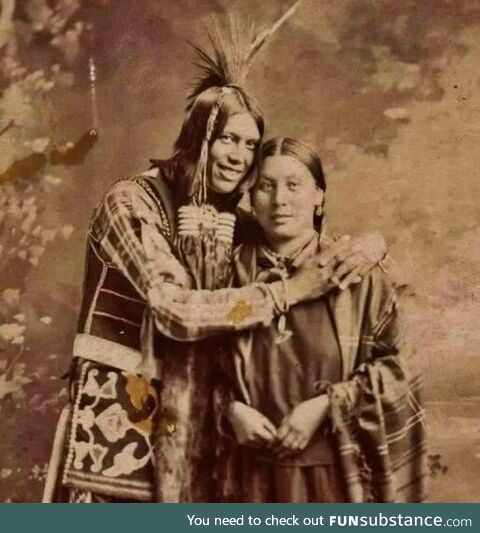 Monsheeda (Dust Maker) and his wife Mehuga (Standing Buffalo) of the Ponca Tribe, ca 1900